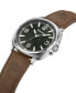 ფოტო #2 პროდუქტის Men's Bailard Brown Genuine Leather Strap Watch, 44mm