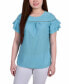 ფოტო #1 პროდუქტის Petite Short Double Flutter Sleeve Swiss Dot Top