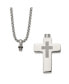 Polished and Lasered Cross Ash Holder 24in Box Chain Necklace
