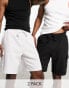 ASOS DESIGN – 2er-Pack Jersey-Shorts in Schwarz/Grau meliert mit Cargotaschen