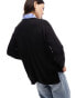 New Look long sleeve knitted top in black