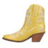 Dingo Primrose Metallic Embroidered Floral Snip Toe Cowboy Booties Womens Yellow