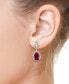 Фото #2 товара EFFY® Lab Grown Ruby (6-5/8 ct. t.w.) & Lab Grown Diamond (1-1/2 ct. t.w.) Teardrop Halo Drop Earrings in 14k White Gold