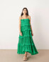 Фото #1 товара ASOS EDITION strappy broderie trapeze tiered maxi dress in mid green