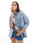 Фото #1 товара Mango western style denim shirt in light blue