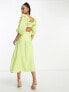 Nobody's Child Dani puff sleeve cut out midaxi dress in lime