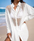 Фото #4 товара Women's White Collared Lace Cover-Up