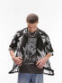 Topman short sleeve relaxed fit sheer abstract revere shirt in multi