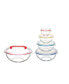 Фото #2 товара 5 Pc Container Nesting Borosilicate Glass Mixing Bowl Set with Locking Lids and Carry Handle