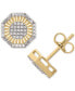 ფოტო #1 პროდუქტის Men's Diamond Round & Baguette Hexagon Halo Cluster Stud Earrings (1/4 ct. t.w.) in 10k Gold