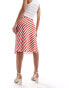 ASOS DESIGN knee length satin skirt in red stripe print