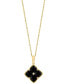 Фото #1 товара EFFY® Onyx & Diamond Accent Flower 18" Pendant Necklace in 14k Gold