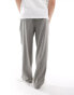 ASOS DESIGN smart wide leg trousers with double pleat in grey melange