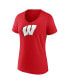 Фото #3 товара Women's Red Wisconsin Badgers Evergreen Logo V-Neck T-shirt
