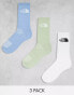 Фото #1 товара The North Face – 3er-Pack Crew-Socken in Weiß, Blau und Grün mit Logo