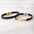 Leather bracelet with gold-plated decoration Moody SQH43