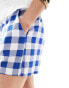 Stradivarius linen look short in blue gingham