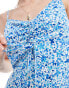 Wednesday's Girl ruched detail floral cami midi dress in blue