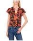 ფოტო #1 პროდუქტის Women's Flutter Sleeve V-Neck Blouse