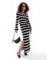 Фото #1 товара Object sheer knitted maxi skirt co-ord in mono stripe