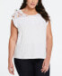 ფოტო #1 პროდუქტის Plus Size Cotton Lace Yoke Top