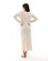 Pretty Lavish asymmetric seam knit midaxi dress in cream