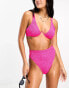 ASOS DESIGN mix and match crinkle monowire bikini top in pop pink