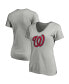 ფოტო #2 პროდუქტის Women's Heathered Gray Washington Nationals Core Official Logo V-Neck T-shirt