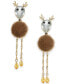 Gold-Tone Crystal & Faux-Fur Reindeer Linear Drop Earrings, Created for Macy's