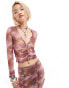 Фото #1 товара ONLY mesh cardigan co-ord in tie dye print