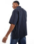 Armani Exchange half sleeve boxy fit shirt in navy