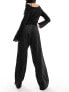 Фото #5 товара Monki drawstring straight leg trousers in black pinstripe