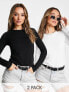 Фото #1 товара ASOS DESIGN ultimate slim fit t-shirt with long sleeves in cotton 2 pack SAVE