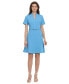 Women's Belted Short-Sleeve Fit & Flare Dress