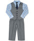 Baby Boys Sharkskin Suit Vest, Pants, Shirt and Tie, 4 Piece Set