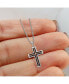 Фото #2 товара Brushed Black and Rose IP-plated Cross Pendant Box Chain Necklace