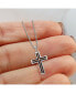 ფოტო #2 პროდუქტის Brushed Black and Rose IP-plated Cross Pendant Box Chain Necklace