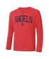 ფოტო #1 პროდუქტის Men's Red Los Angeles Angels Inertia Raglan Long Sleeve Henley T-shirt