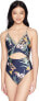 Фото #1 товара Trina Turk Women's 183938 Wrap Front Keyhole One Piece Swimsuit Size 14