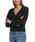 Фото #3 товара Women's Cable-Knit Cropped V-Neck Sweater