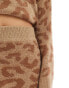 YAS knitted mini skirt co-ord in brown tonal leopard print - CAMEL