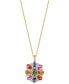 Фото #1 товара EFFY Collection eFFY® Multi-Sapphire (2-3/4 ct. t.w.) & Diamond (1/4 ct. t.w.) Flower 18" Pendant Necklace in 14k Gold