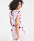 Фото #2 товара Women's Floral-Print Cowl-Neck Cap-Sleeve Top