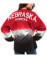 ფოტო #3 პროდუქტის Women's Scarlet Nebraska Huskers Ombre Long Sleeve Dip-Dyed T-shirt