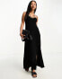 Фото #8 товара ASOS DESIGN linen cupped maxi slip sundress with cut out back in black