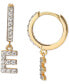 ფოტო #3 პროდუქტის Cubic Zirconia Initial Dangle Hoop Earrings in 18k Gold-Plated Sterling Silver, Created for Macy's