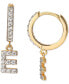 Cubic Zirconia Initial Dangle Hoop Earrings in 18k Gold-Plated Sterling Silver, Created for Macy's