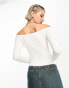 COLLUSION off the shoulder long sleeve bodysuit in white