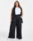 ფოტო #1 პროდუქტის Trendy Plus Size Pinstriped Wide-Leg Pants, Created for Macy's