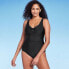 Фото #2 товара Women's Grommet Scallop Full Coverage One Piece Swimsuit - Kona Sol Black M